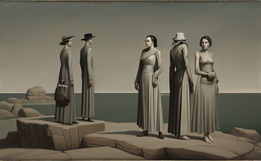 Surrealist Landscape in Abstract Expressionist Style