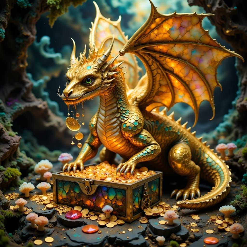 Gold Dragon Guardian of Glittering Treasure Hoard