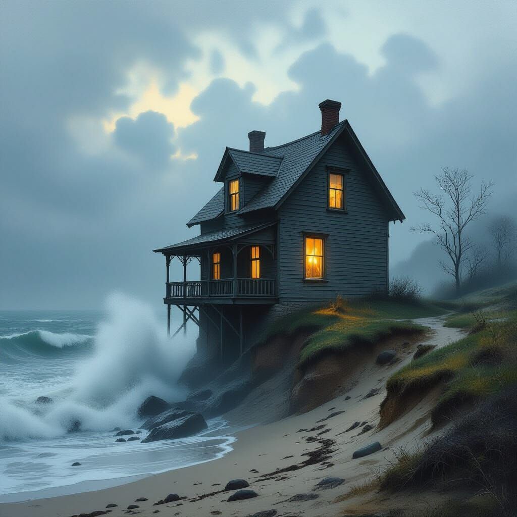 Misty Coastal House in Romantic Style