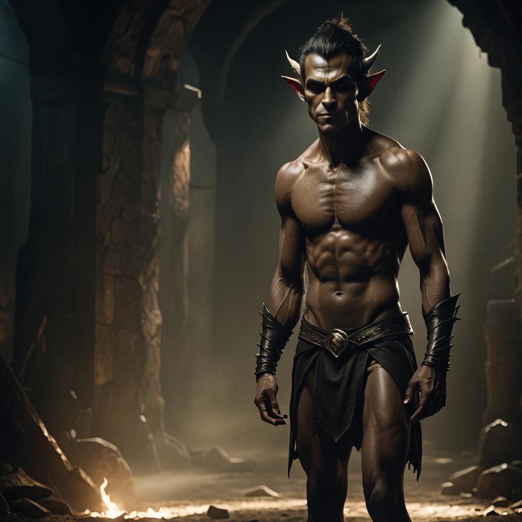 Handsome Goblin Dark Elf Hybrid Portrait