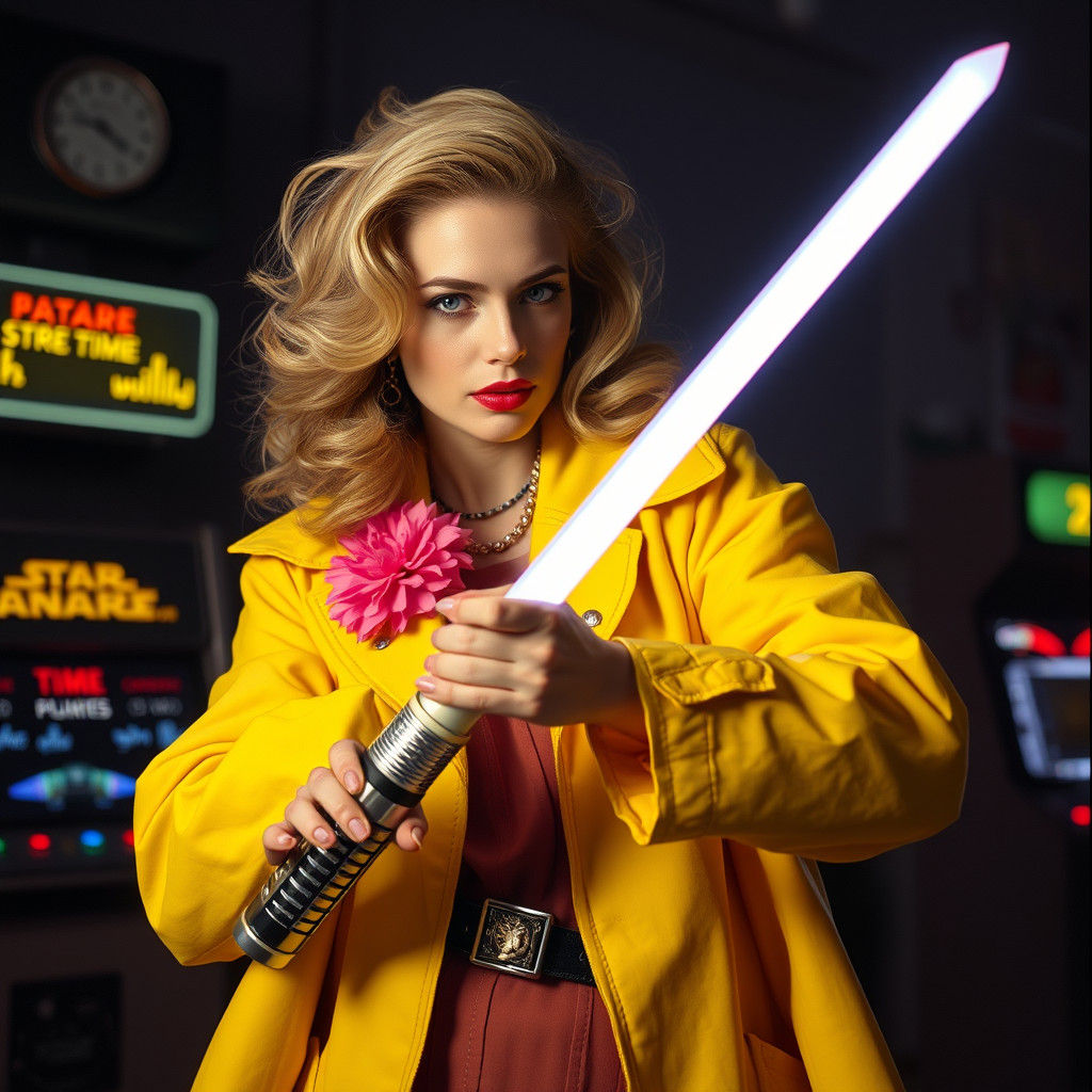 Banana Fashionista with Lightsaber in Retro Sitcom