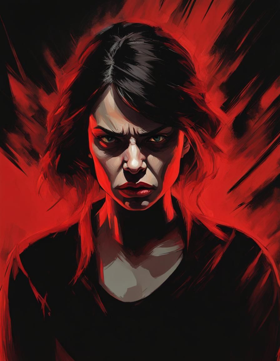 Furious Woman Portrait with Outraged Gaze