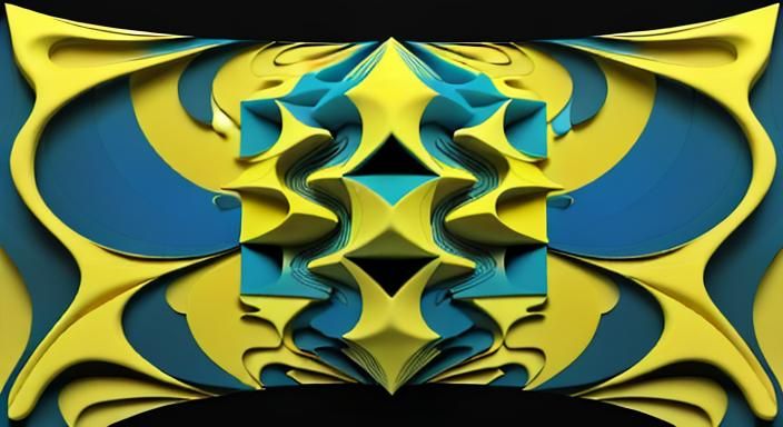 Abstract Geometric Fractal in Cubist Digital Art