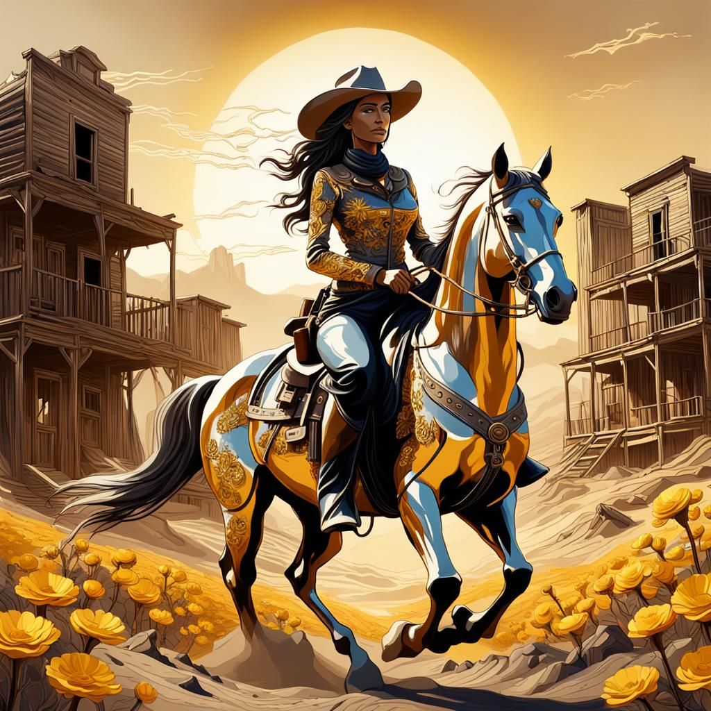 Cowgirl Rediscovering Abandoned Gold Mine in Wild West