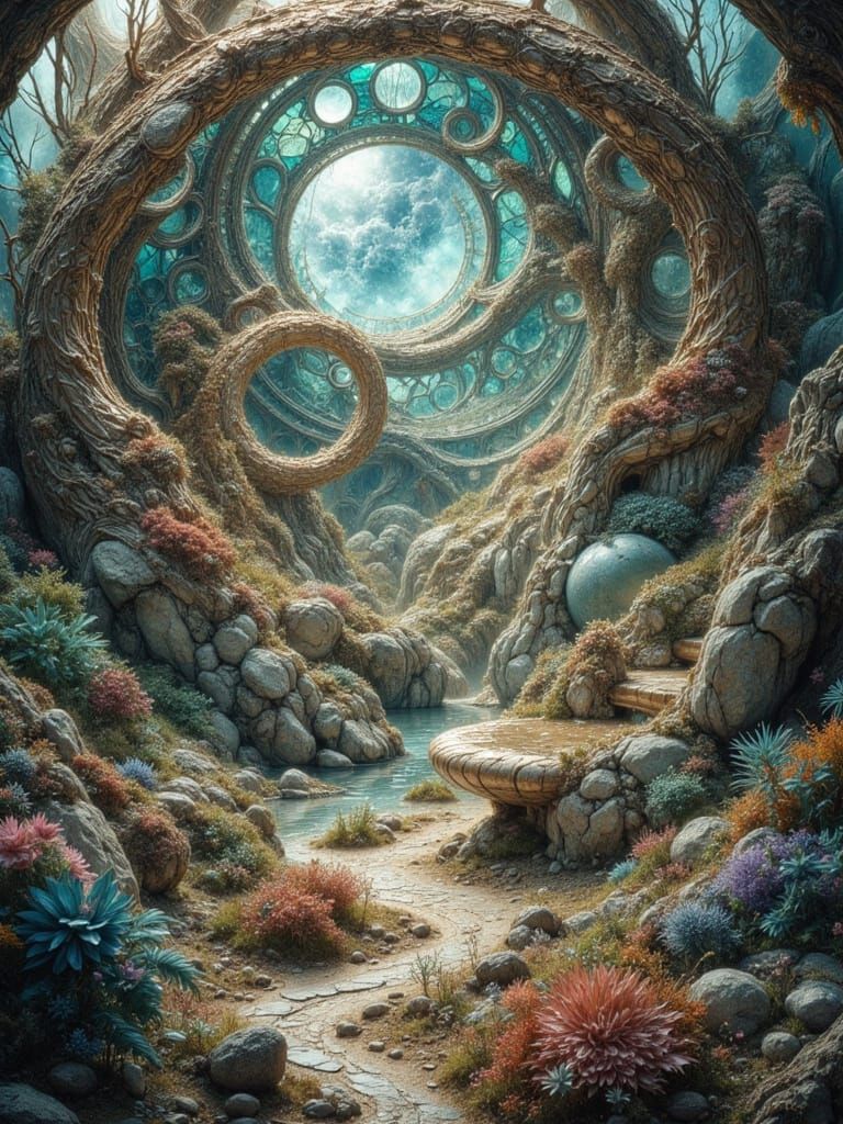 Abstract Fusion of Ancient and Future Art Styles