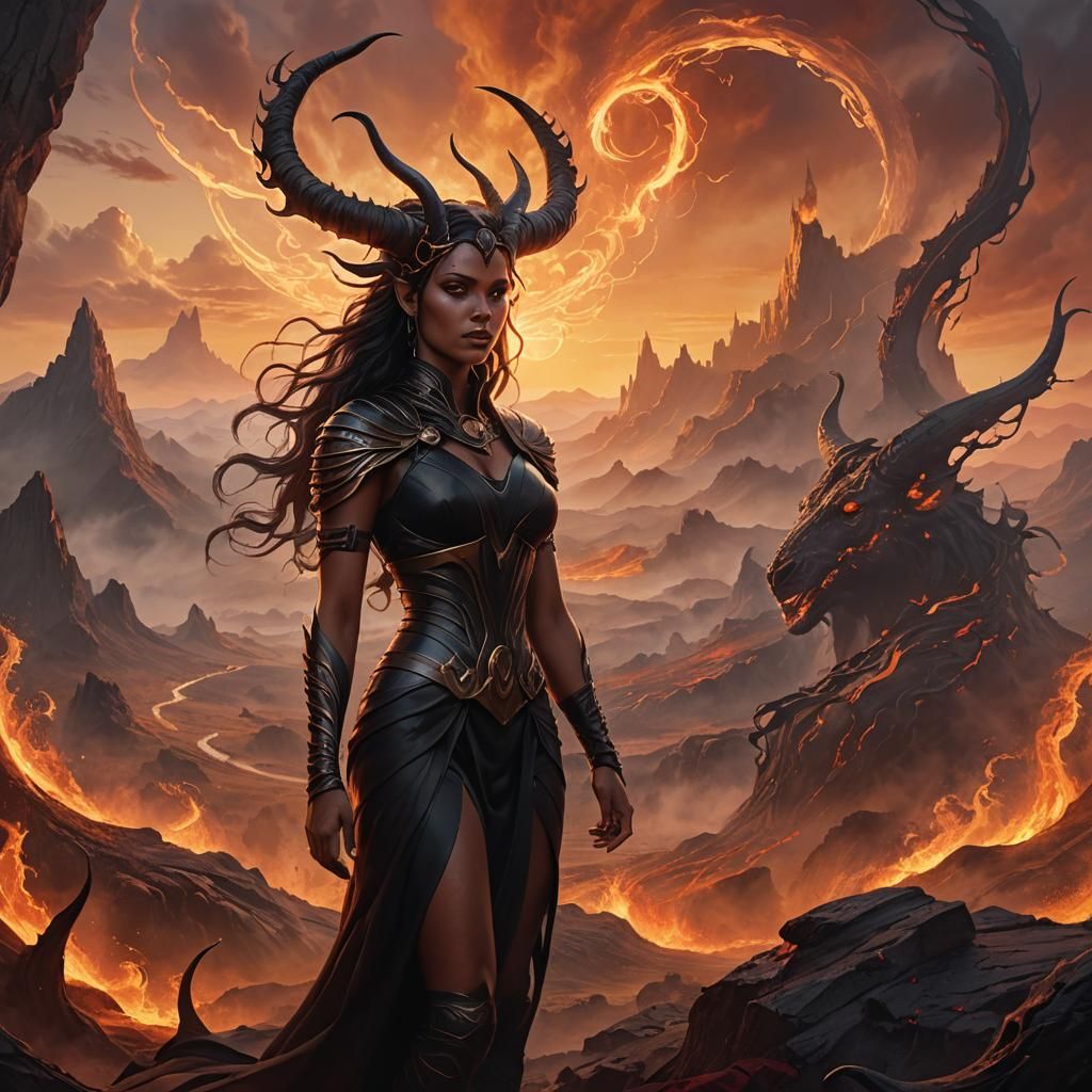 Liora in Mystical Landscape: Fantasy Illustration