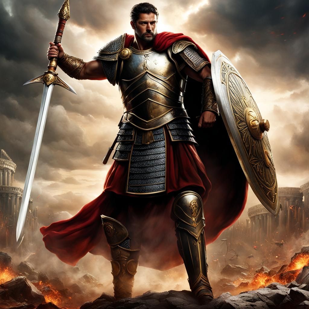 Victorious Roman Warrior in Graffiti Art Style