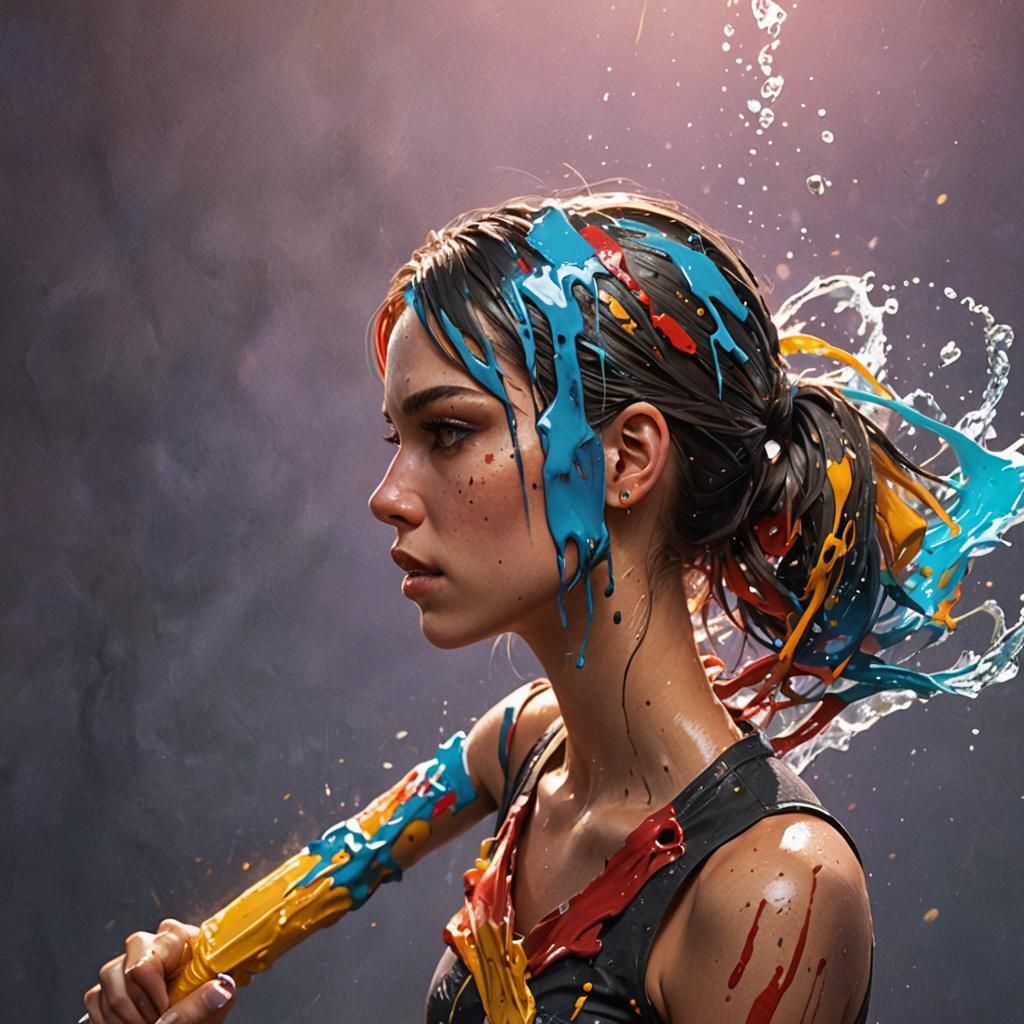 rock girl Hyperrealistic, splash art, concept art, mid shot,...