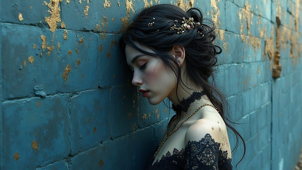 Melancholic Figure Dissolves into Wall in Byzantine Industri...