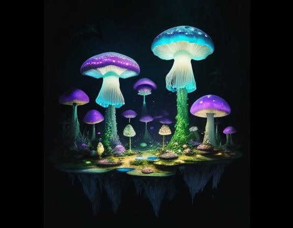 Jellyfish in Toadstool Forest, Beatrix Potter Style