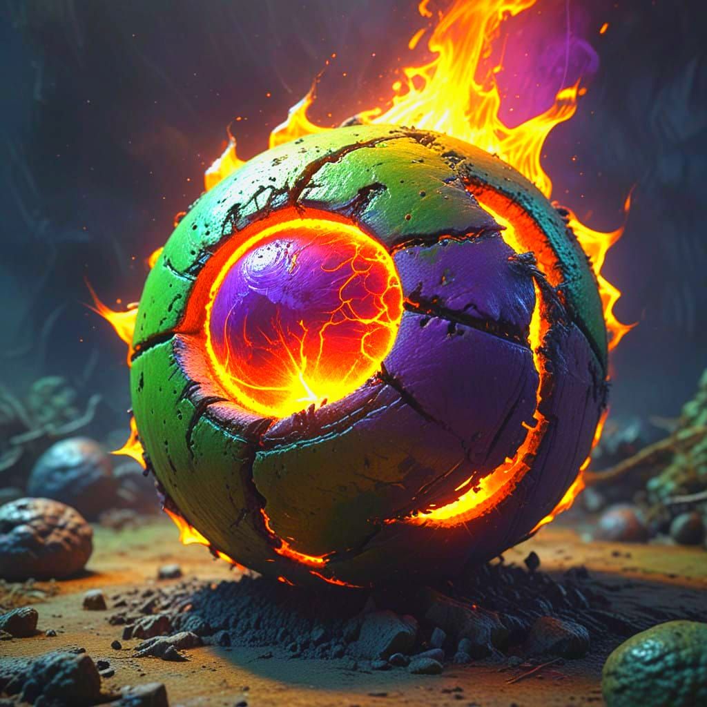 Surreal Ball of Fire Consumes a Rotting Citrus