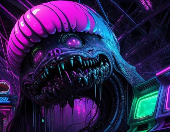 Alien TikTok Dance in Retro Arcade - Surreal Body Horror