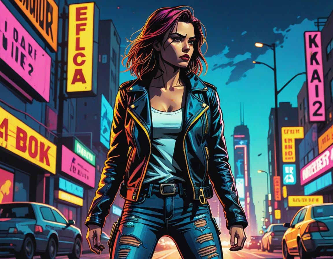 Defiant Woman in Vibrant Comic Book Art