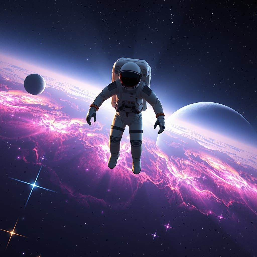 Astronaut in Nebula Galaxy, Inspired by Sci-Fi Art