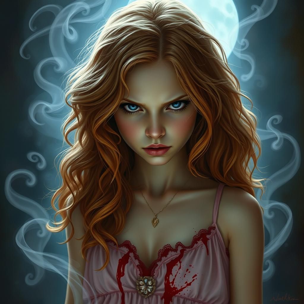 Girl in Mist, Ethereal Thomas Kinkade-Inspired Art