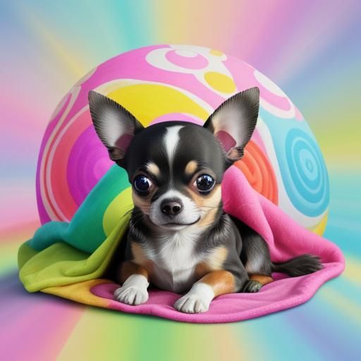 Chihuahua Portrait in Takashi Murakami Style