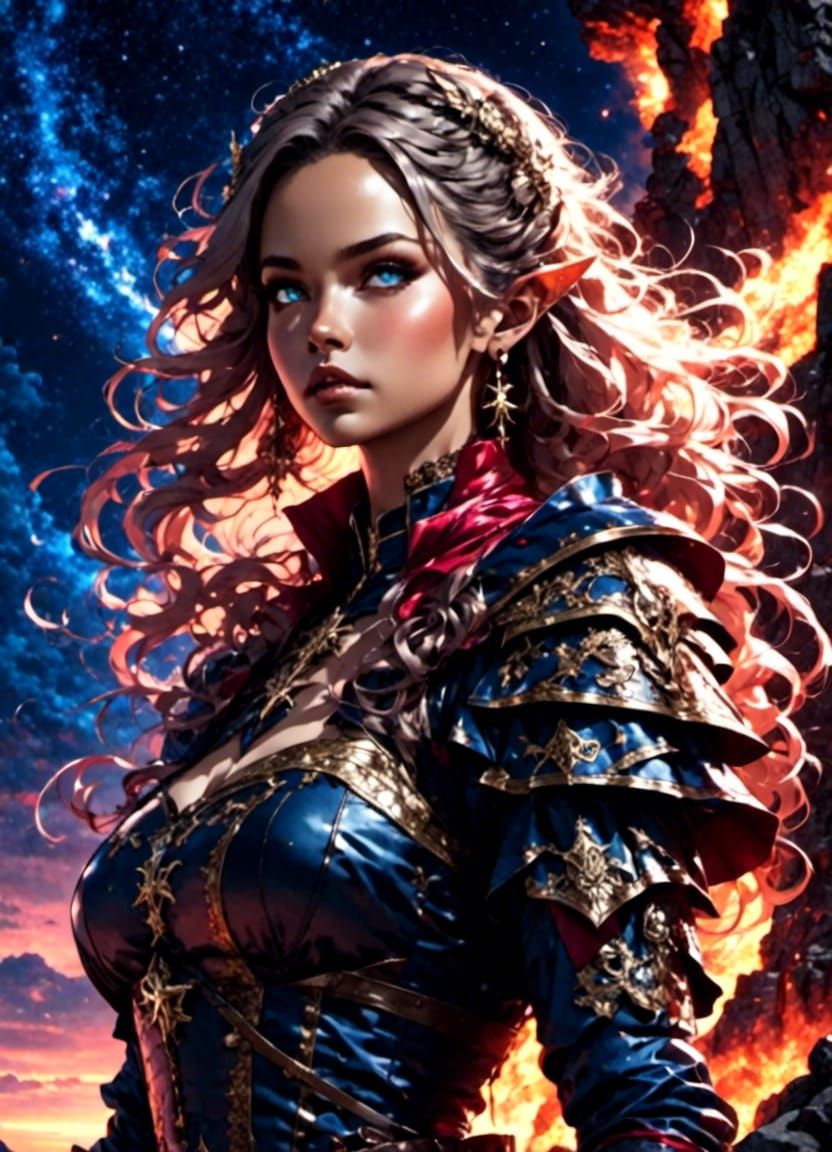 Night Warrior Portrait in Cel-Shaded Gothic Style