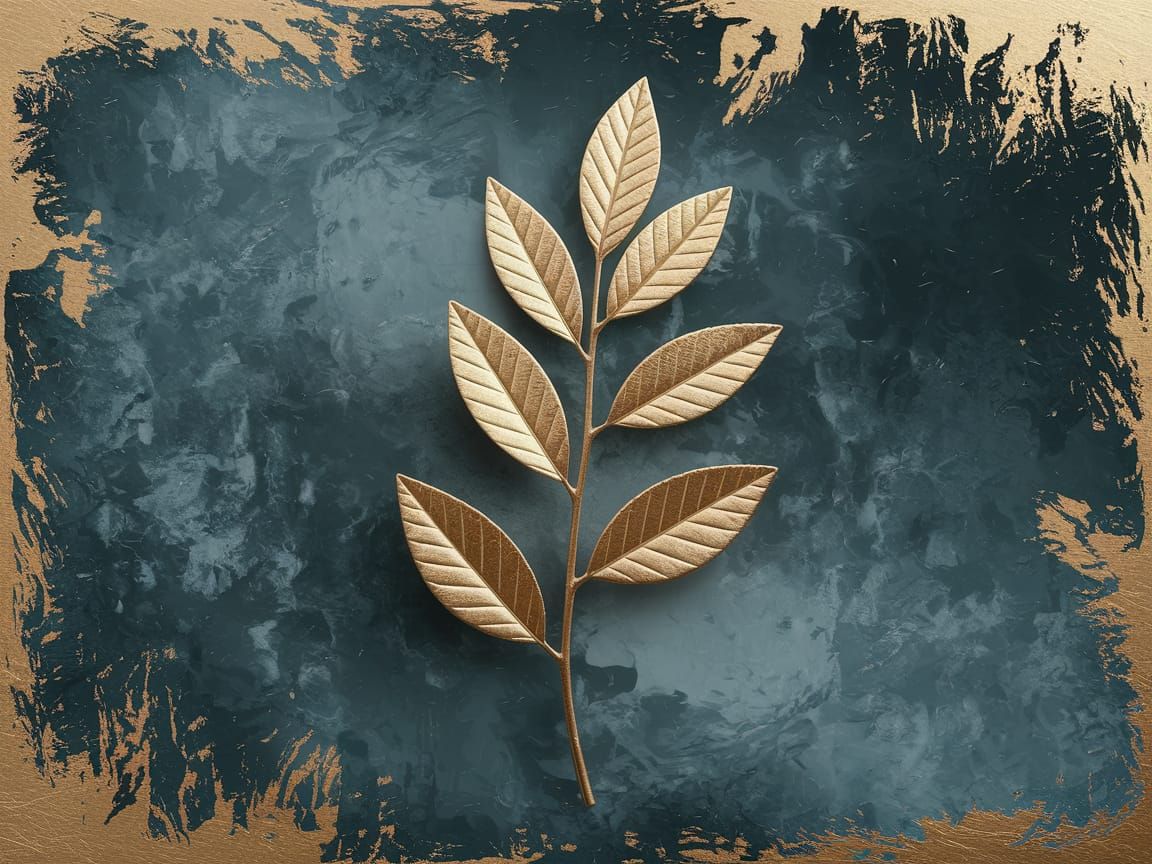 Vibrant Textured Gold Leaf Branch