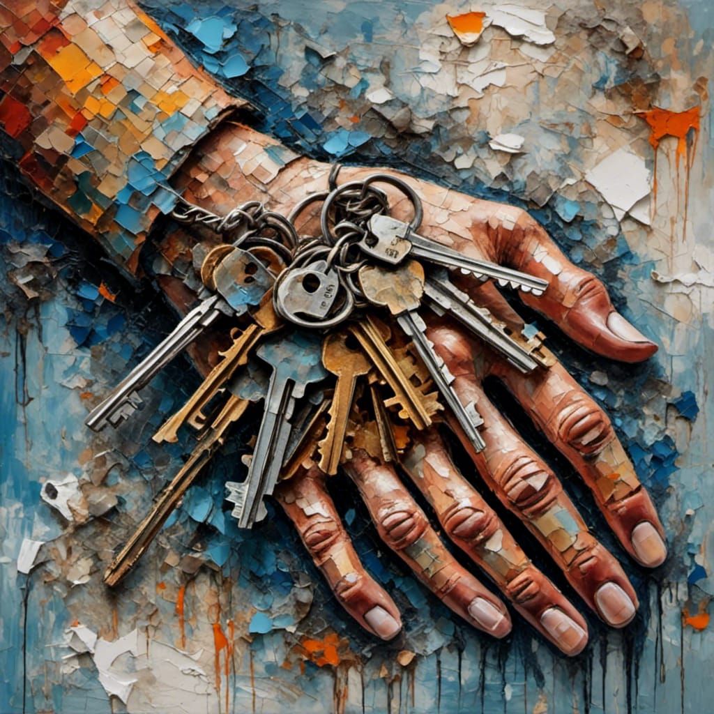 Intricate Old Hand Holding Keys in HDR