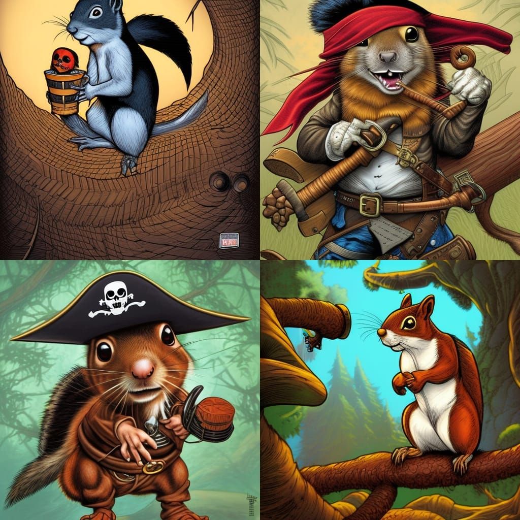 Pirate Squirrel in Comic Book Art Style