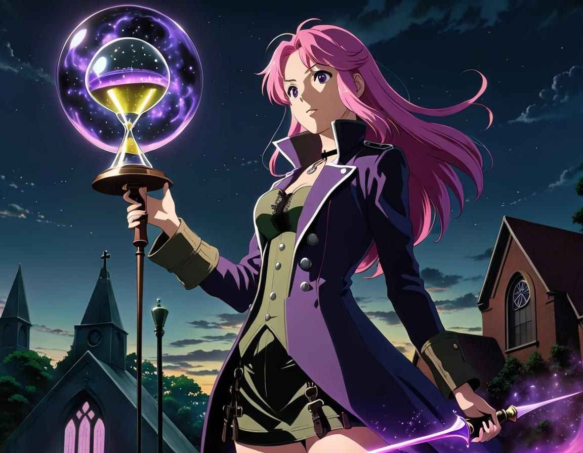 Pink Haired Magic User in Anime Style