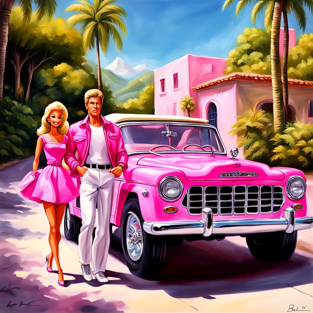 Ken and Barbie in Airbrushed Oil Painting Style