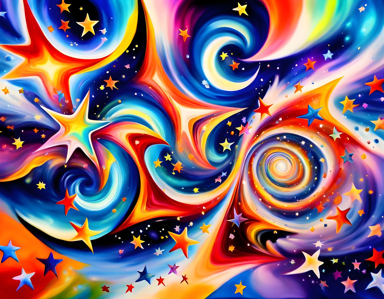 A bustling sky scene 
Études sur le tourbillon et les étoile...