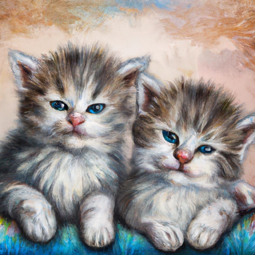 Hyperrealistic Painting of Adorable, Cute Kittens