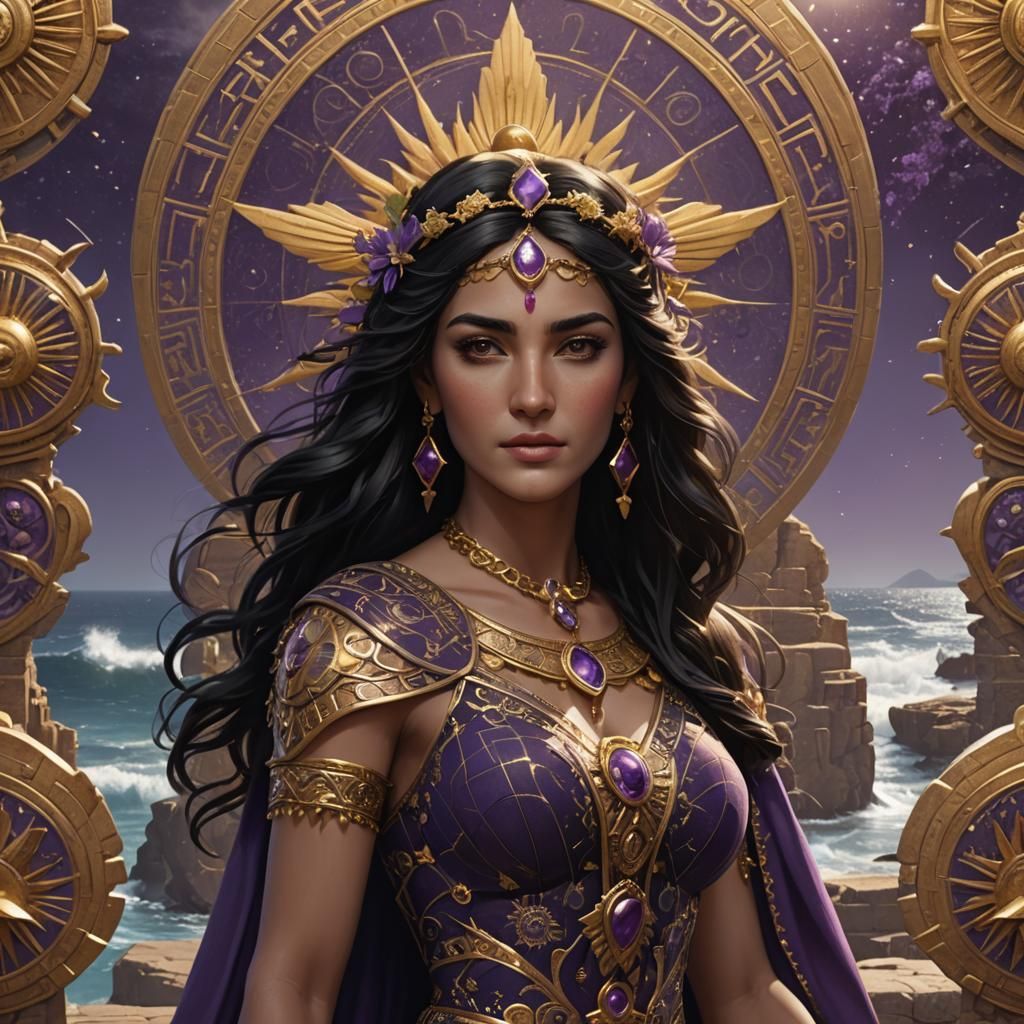 Phoenician Goddess Portrait in Detailed Matte Painting