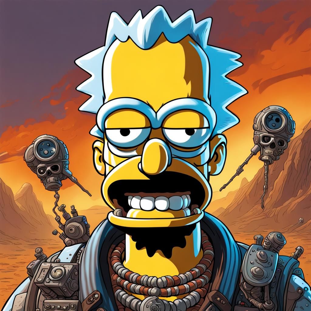 Homer Simpson as Immortan Joe: Hyperrealistic Art