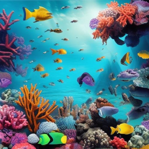 Vibrant Coral Reef: Underwater Digital Painting