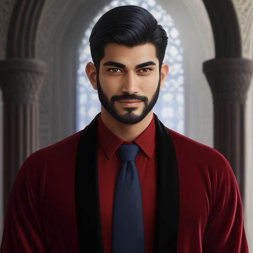 Elegant Man in Mosque Interior as Impressionistic Oil Painti...