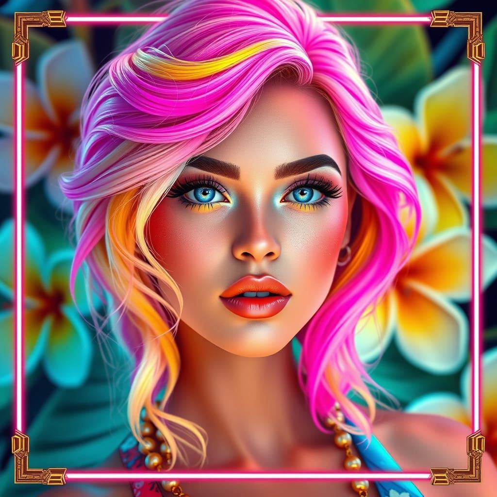 Glamorous Hyper-Realistic Portrait in Vibrant Colors