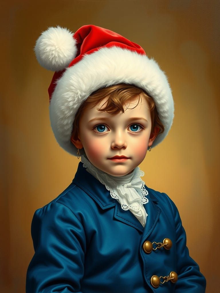 Classic Blue Boy in Festive Holiday Attire, Photo Realistic....