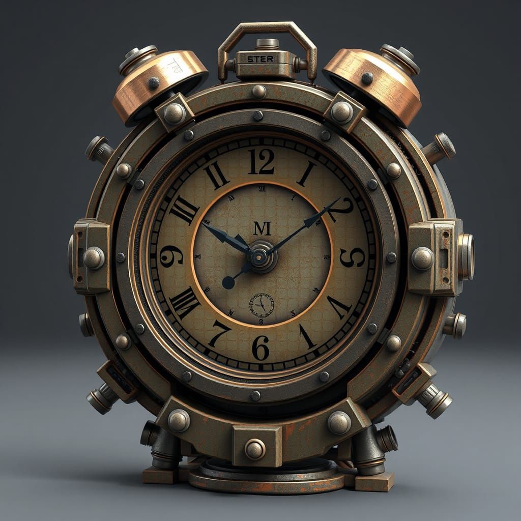 Stylized 3D Clock Ticking On Despite Imperfections