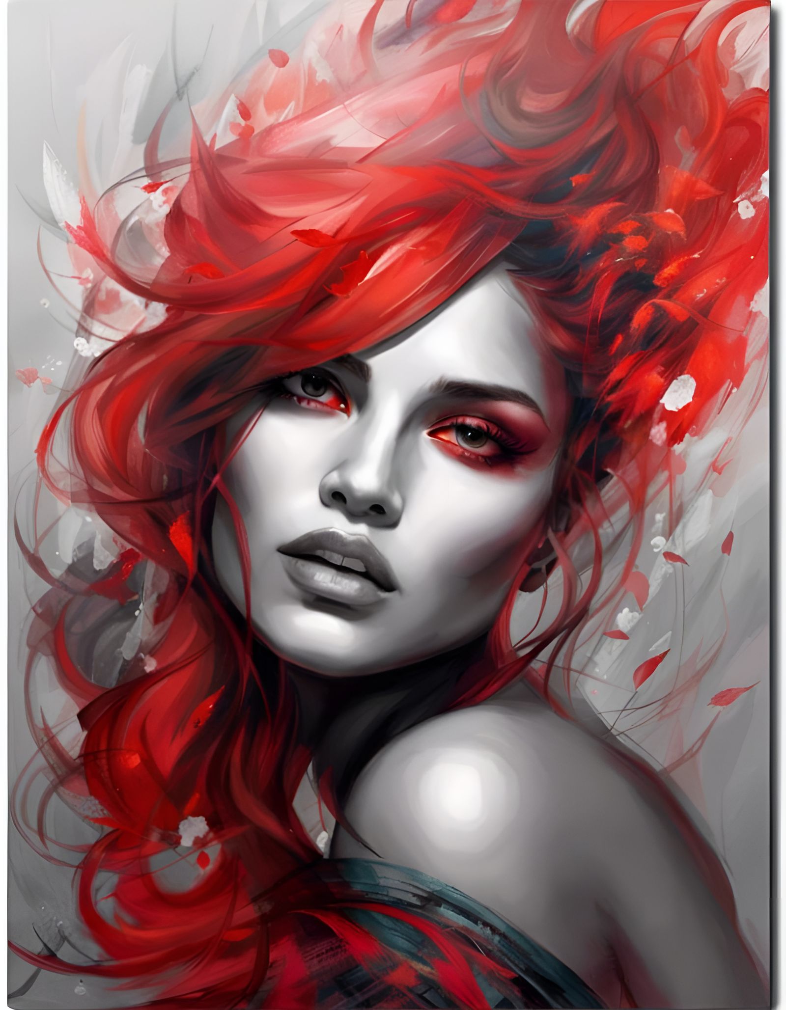 Flirtatious Demon Queen in Red Silk Gown