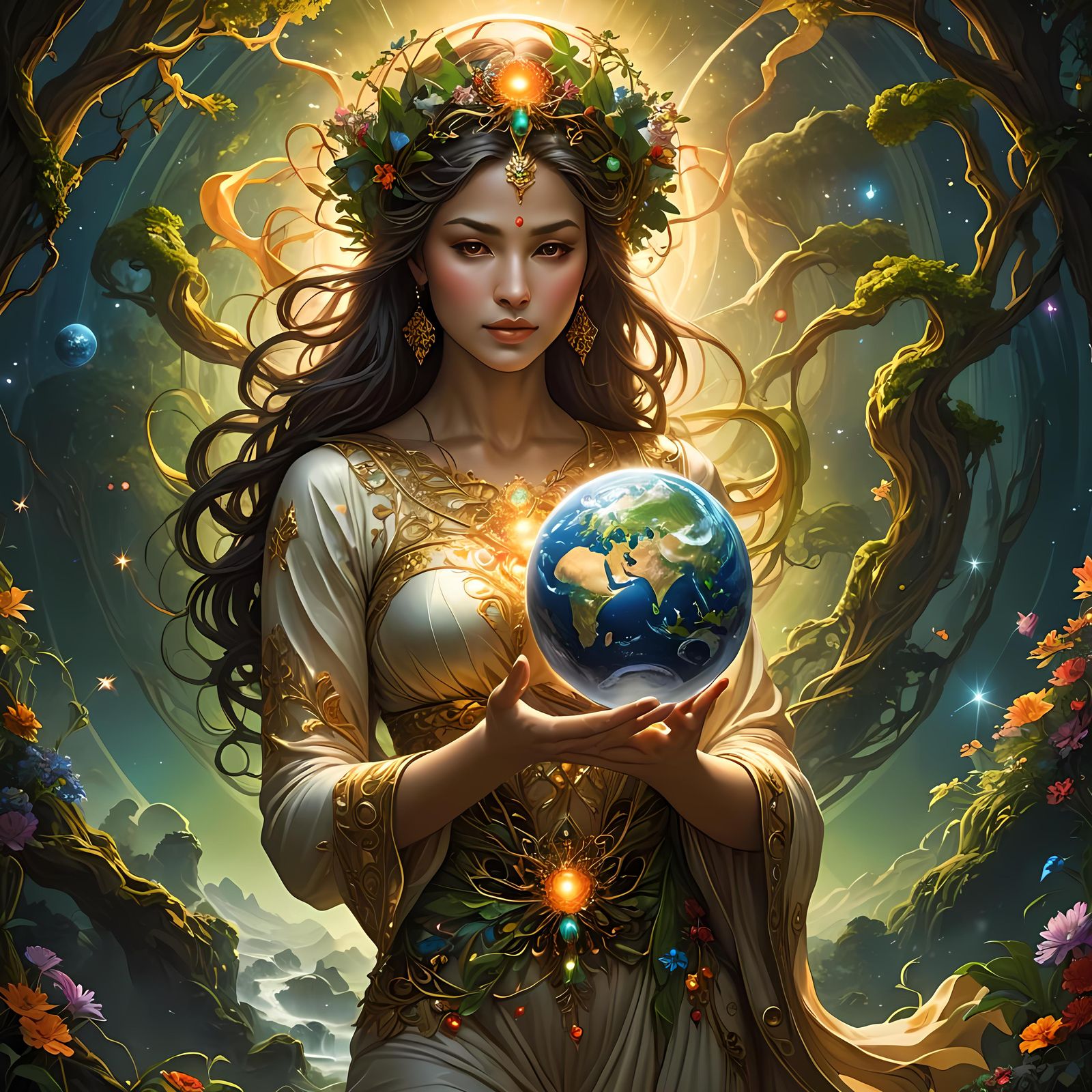 Mother Nature Holds Earth in Her Palm