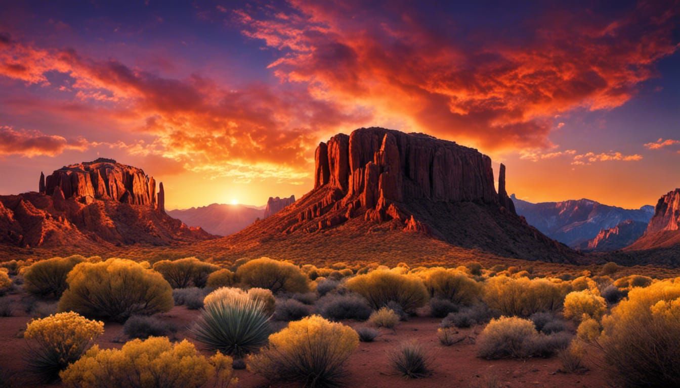 Cowgirl and Horse Campfire Portrait in Desert Landscape