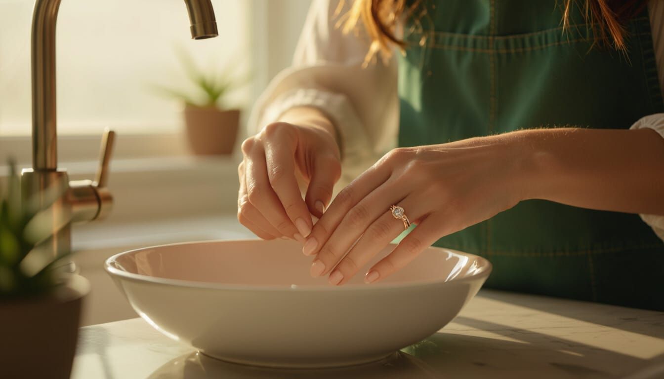 Editorial Photo: Feminine Hands Removing Artisanal Ring