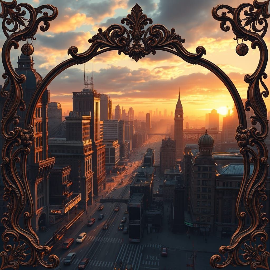 Futuristic Cityscape in Retro-Futuristic Style