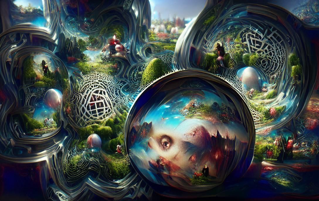 Alice in Wonderland Landscape with Trapped Woman