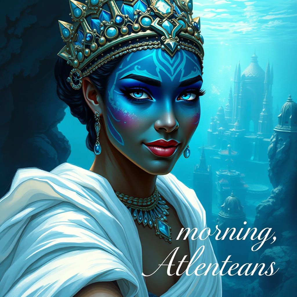 I want a picture of the queen of Atlantis, very beautiful wi...