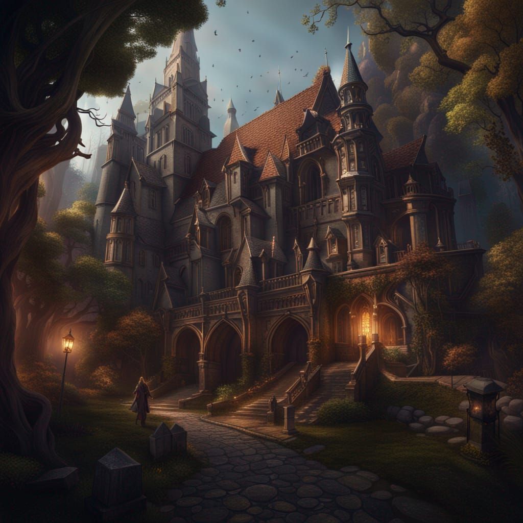 Fantastical Witchcraft College: Detailed Matte Painting