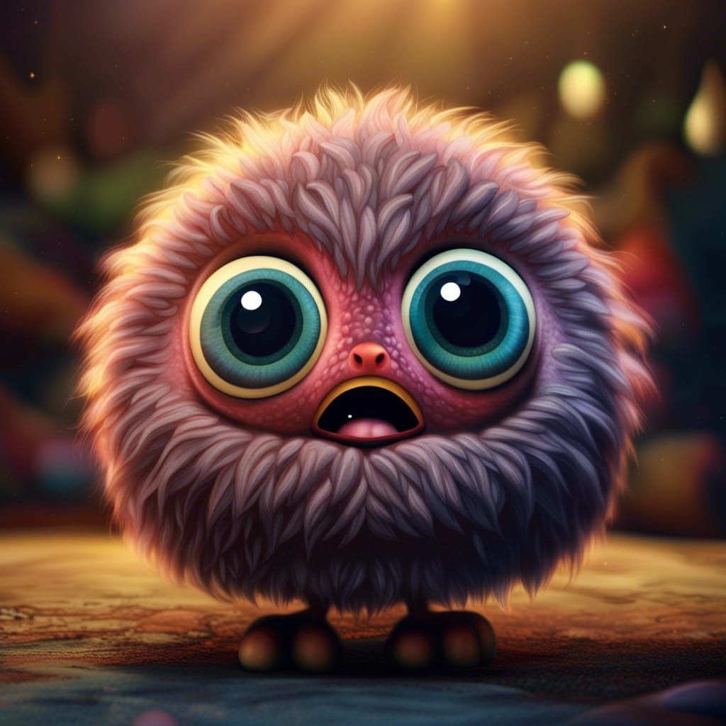 Adorable Fluffy Creature with Big Eyes