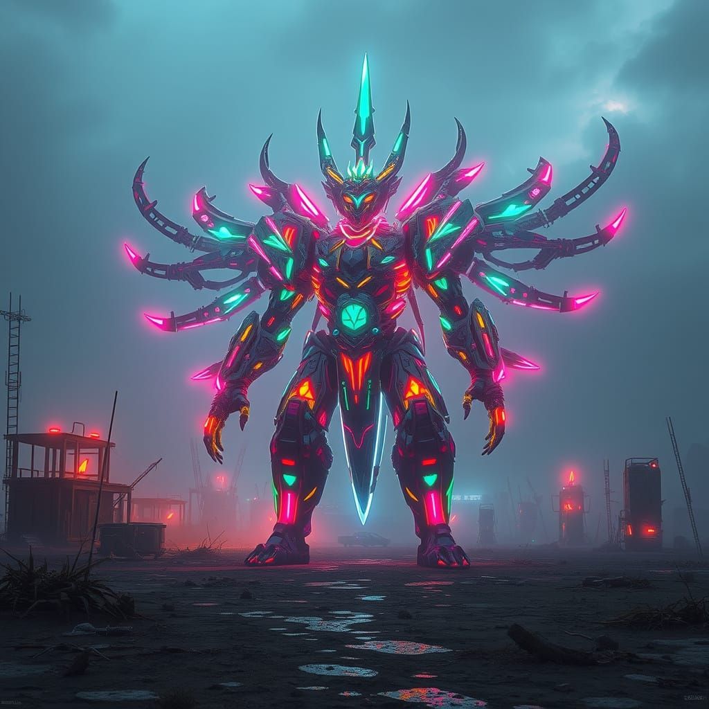 Majestic Fantasy Kamion Illuminated in a Post-Apocalyptic Wa...