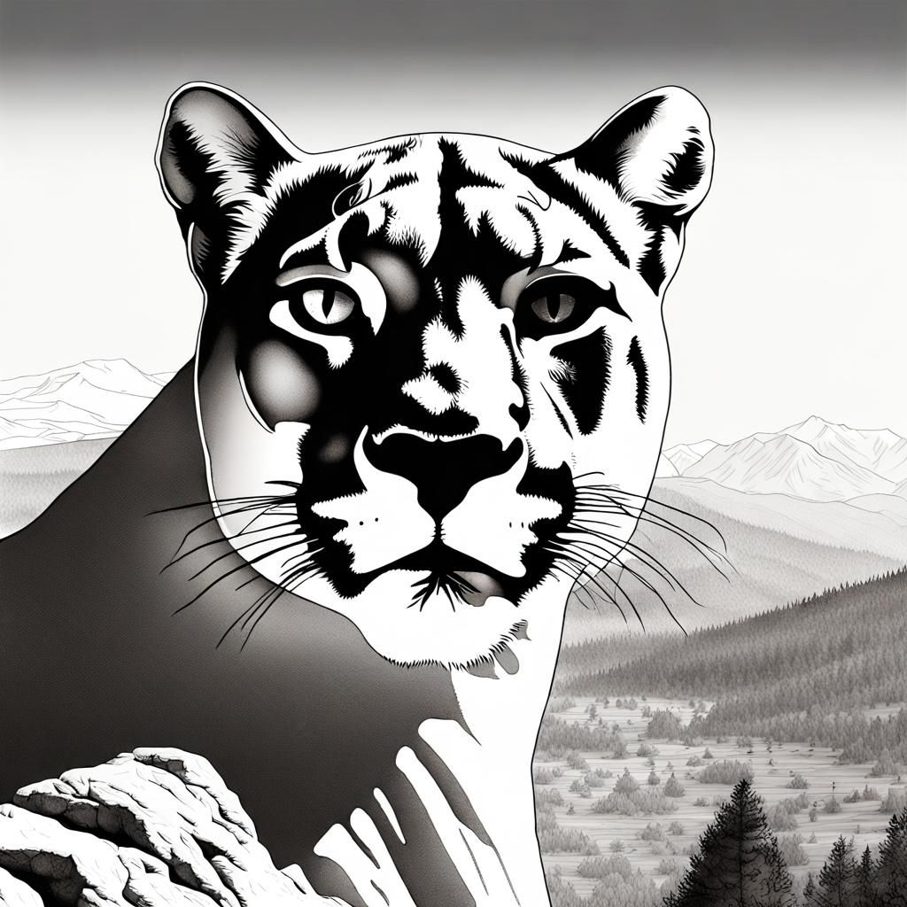 Mountain Lion Shadow in Double Exposure Sunset Mural