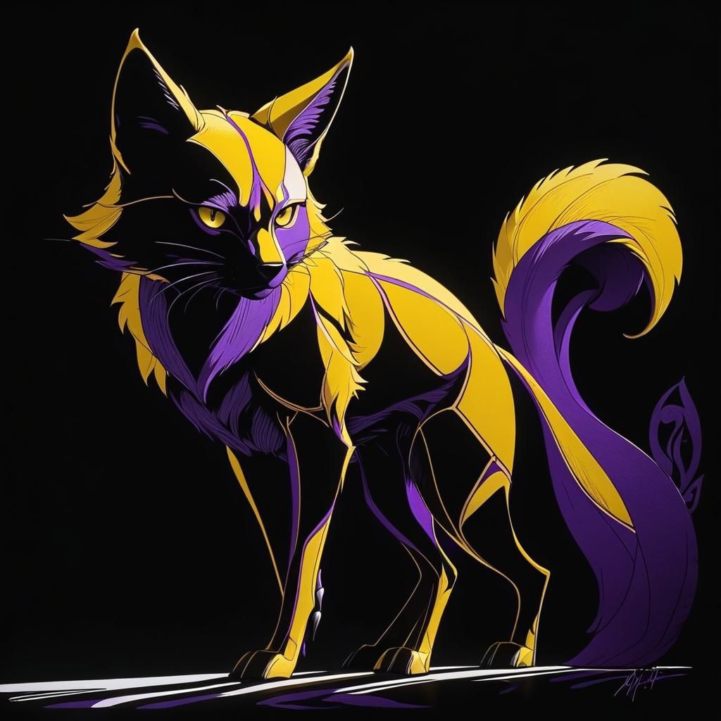 Fox in Bold Colors with Deep Shadows
