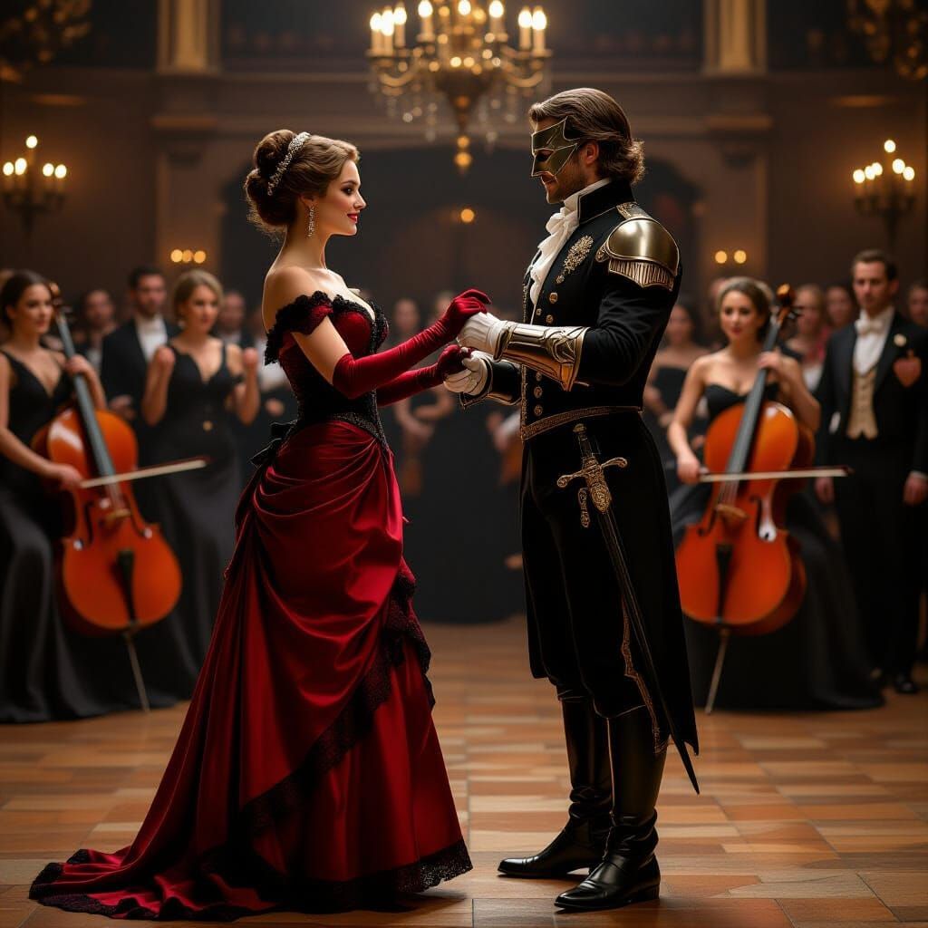 Vivienne and Caelan's Dangerous Waltz in Crimson and Black