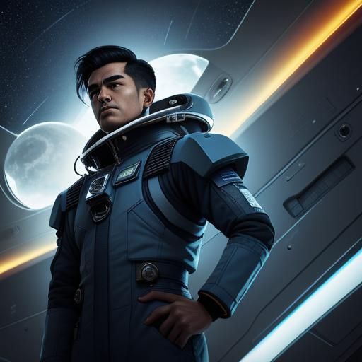 Astronaut Shiro Lhadatt in Royal Space Force Uniform, Gazing...