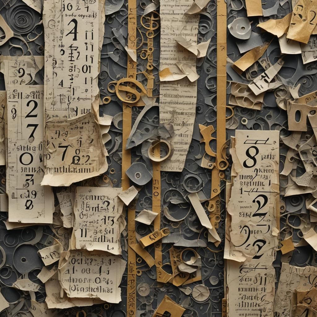 Vintage Paper Collage with Foreign Script Fragments